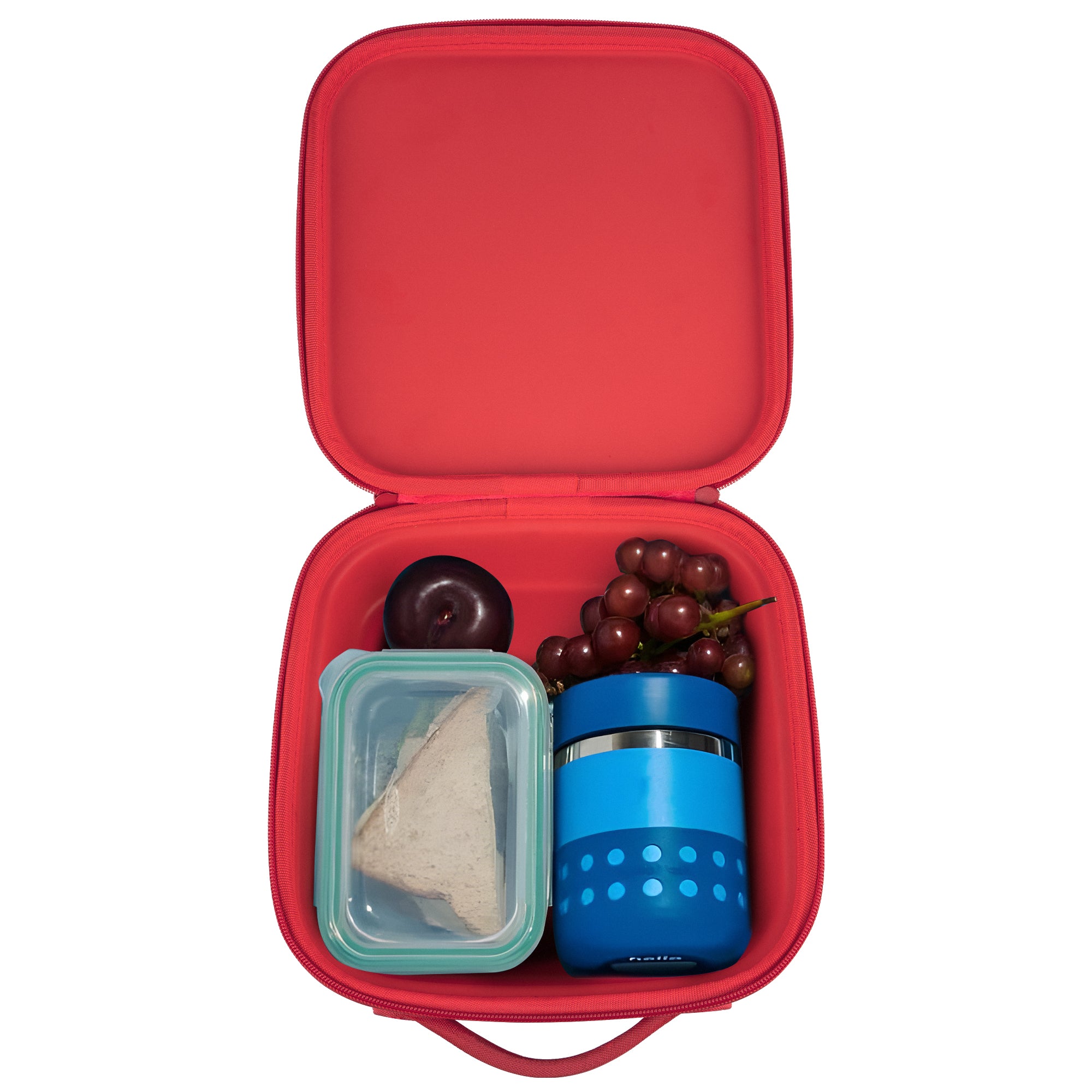 Linkidea Hard Shell Lunch Box for Kids, Insulated Lunch Tote Bag for School, Portable Lunchbox with Hard Liner Inside for Easy Clean Up, Personalized Name Tag Included (Red)