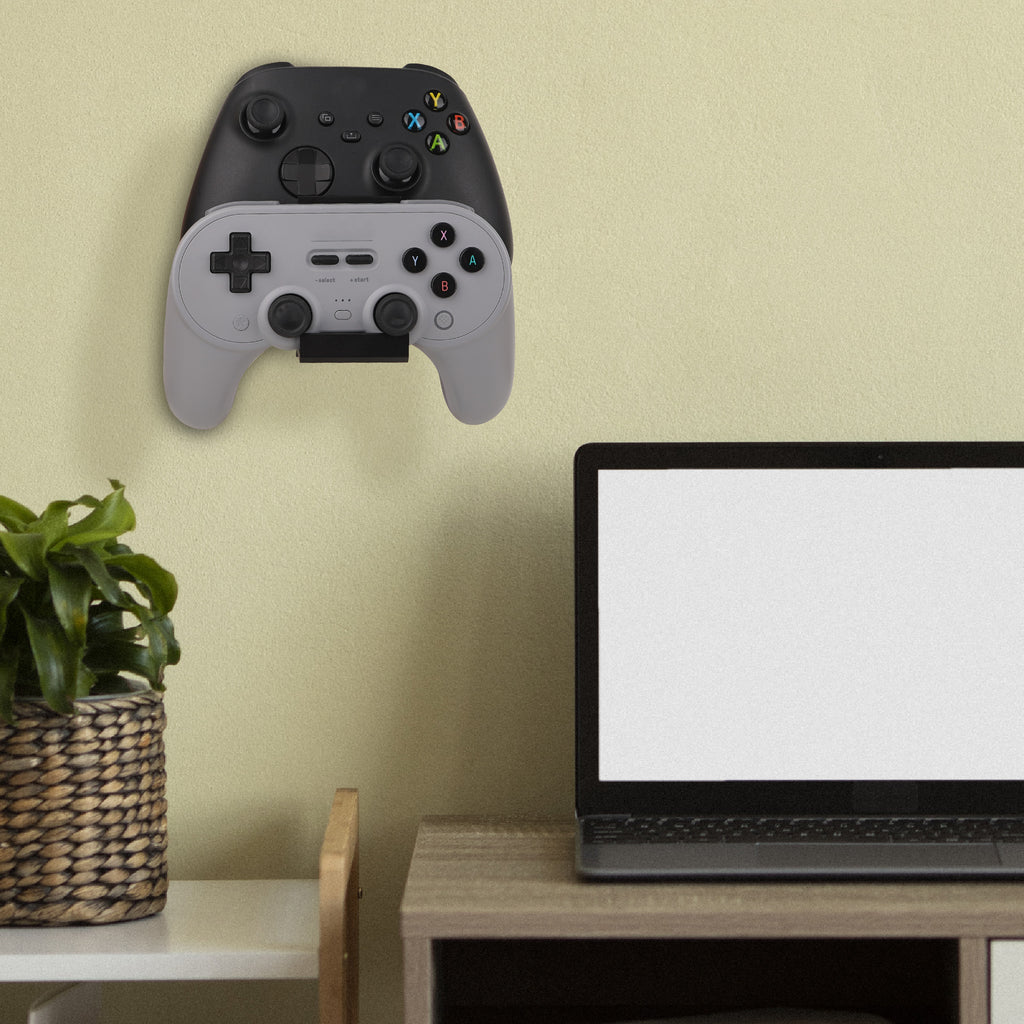 Linkidea Dual Controller Stand, Compatible with PS5 / PS4 / Xbox One / Xbox 360 / 8BitDo Pro 2, Space-Saving Game Controller Holder, Gaming Accessories Organizer (Black)