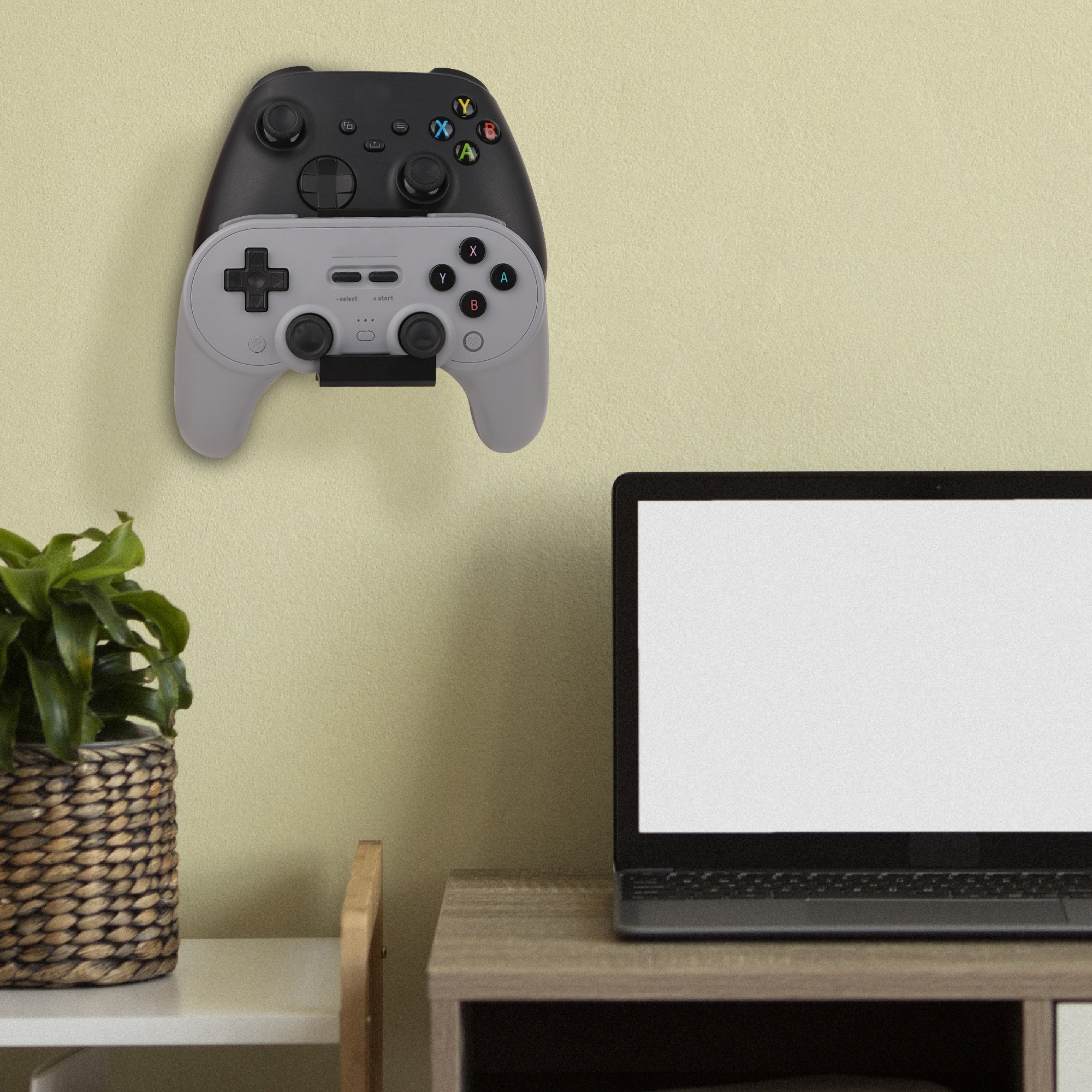 Linkidea Dual Controller Stand, Compatible with PS5 / PS4 / Xbox One / Xbox 360 / 8BitDo Pro 2, Space-Saving Game Controller Holder, Gaming Accessories Organizer (Black)