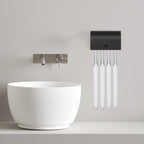 Linkidea Wall Mount Toothbrush Holder for Shower, Stainless Steel Adhesive Hanger, 4 Slots Organizer Compatible with Colgate Extra Clean, Oral-B CrossAction (Black)