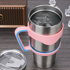 Linkidea Tumbler Handle Compatible with 30oz YETI Rambler, OZARK TRAIL Tumbler, Portable Anti Slip Travel Mug Grip, Pink