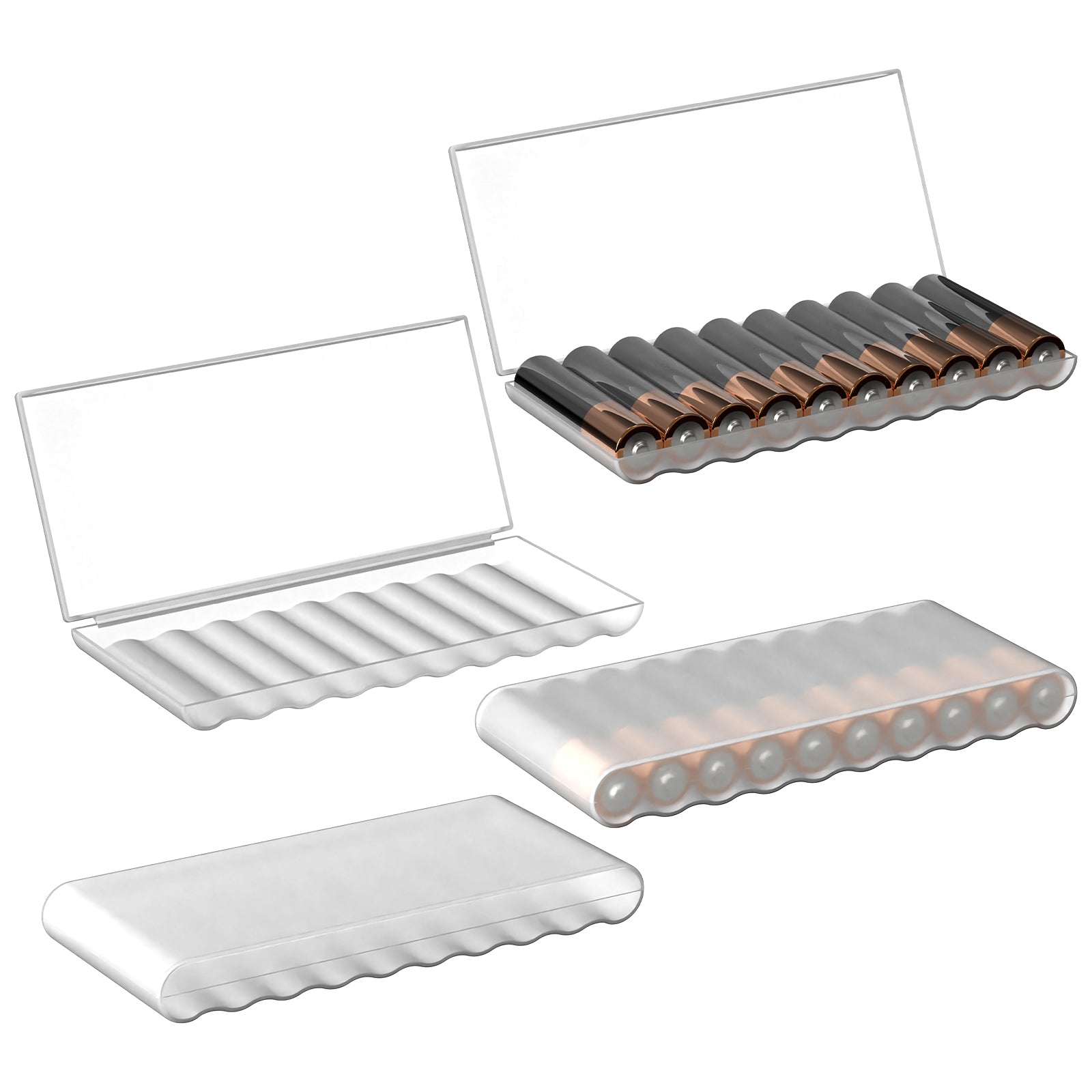 Linkidea 4 Pack Waterproof AAA Battery Organizer Cases, Compact Portable Storage Box Holds 10 Batteries Each for Home, Travel (Clear)