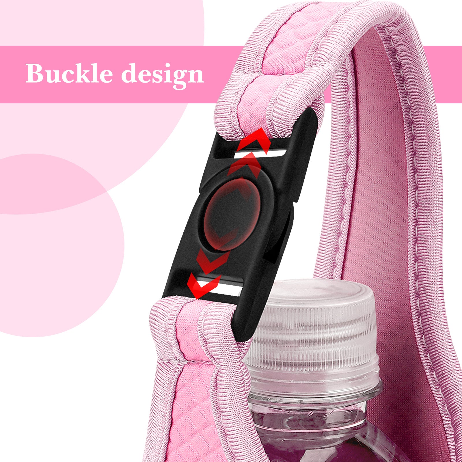 Linkidea Plastic Bottled Water Sleeve with Carry Strap Compatible with 16.9/20 Fl Oz Lifewtr, Smartwater, Portable Disposable Water Bottle Cover Holder for Outdoor, Pink