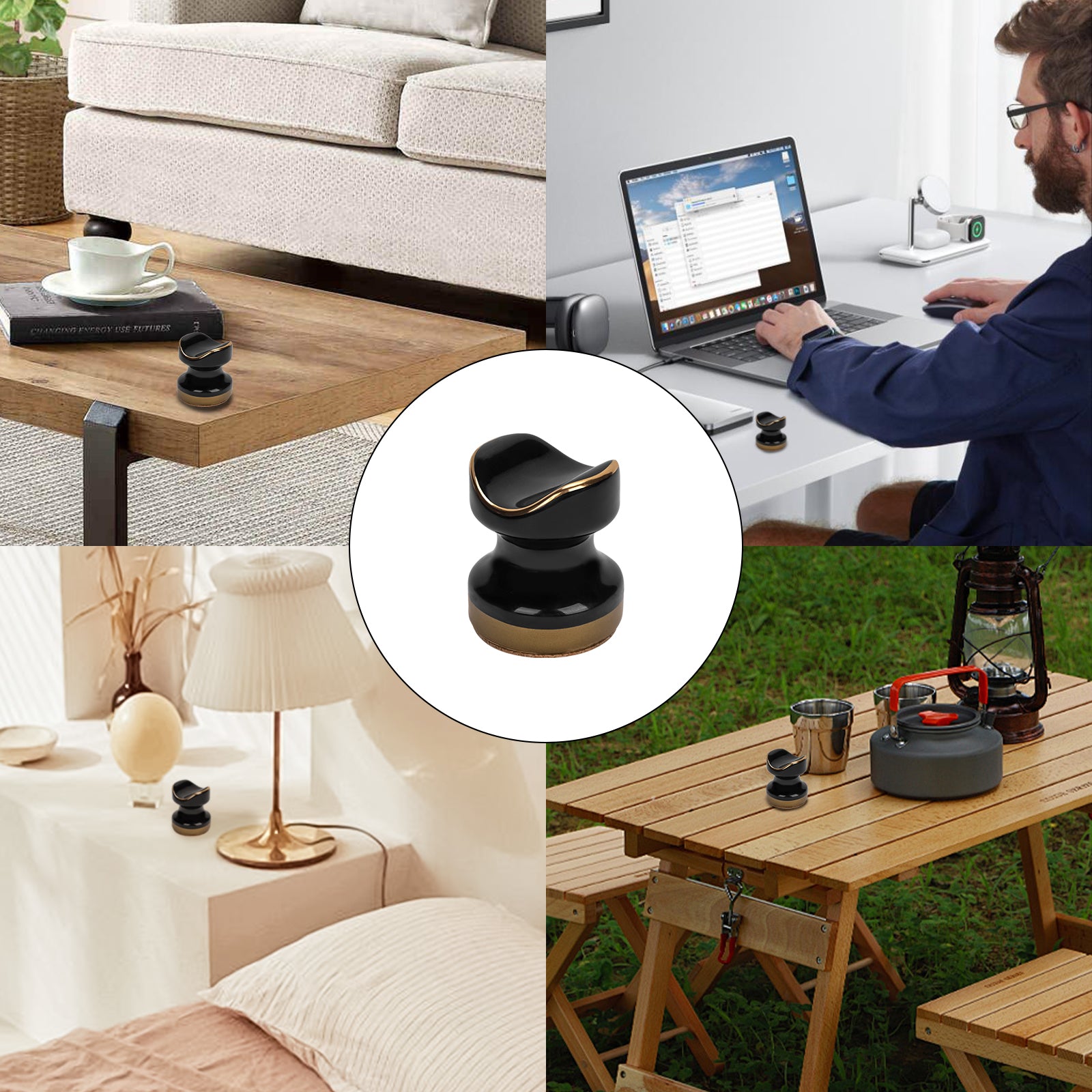 Linkidea 2-Pack Ceramic Cigar Rest, Portable Cigar Holder Stand for Travel, Compact Cigar Accessory Gift for Men (Black)