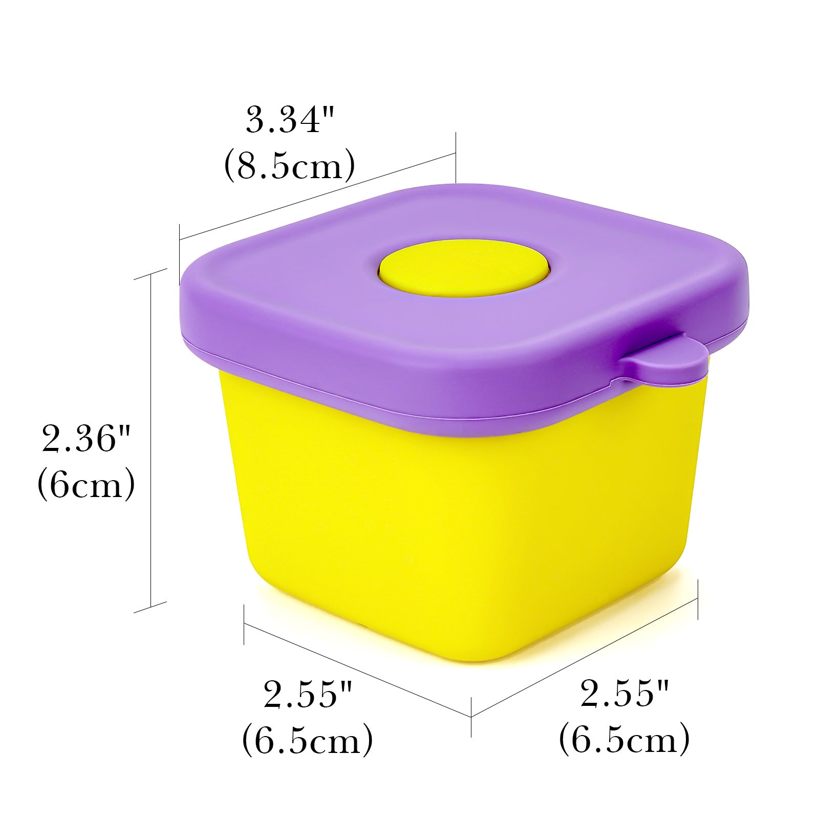 Linkidea 2 Pack Silicone Snack Container to Go with Lid, 150ML Square Small Containers for Travel, Fruit Cereals Container for Lunch (Yellow & Pink)
