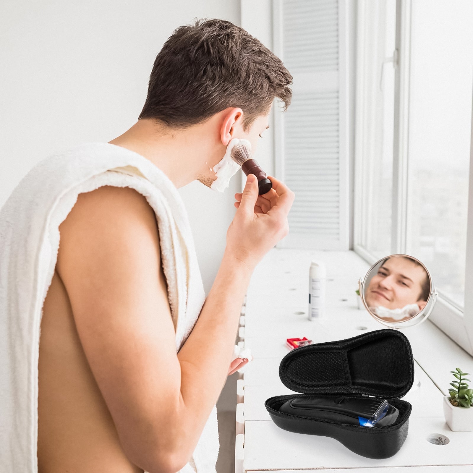 Linkidea Hard Shell Electric Shaver Storage Case for Travel & Daily Use, Protective Organizer Case Compatible with Philips Norelco Series 7, Compact Men's Shaver Bag (Black)