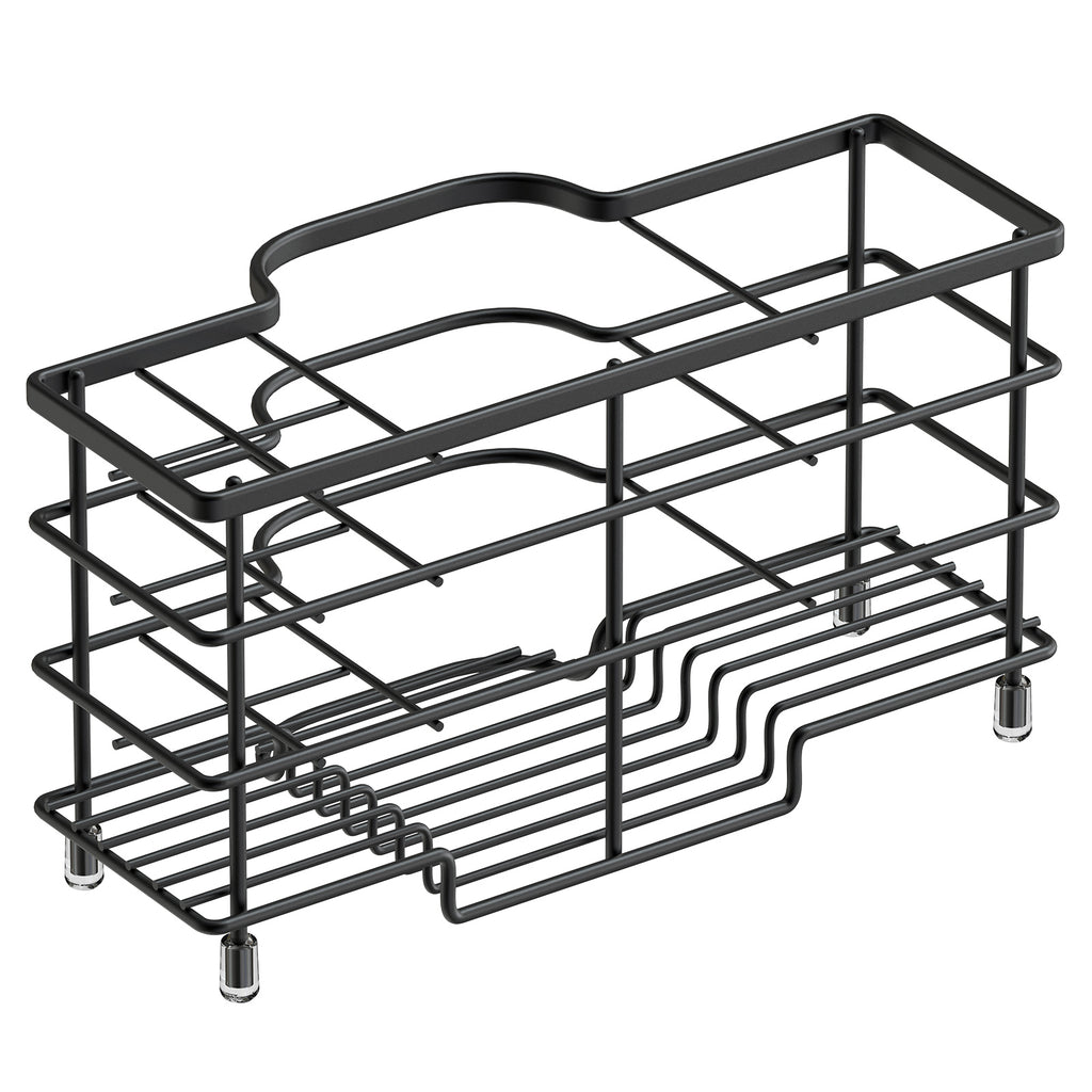 Linkidea Electric Toothbrush Holder, Stainless Steel Bathroom Storage Organizer Stand Rack, Ventilated Countertop 6 Slots for Toothpaste, Cleanser, Comb, Razor (Black)
