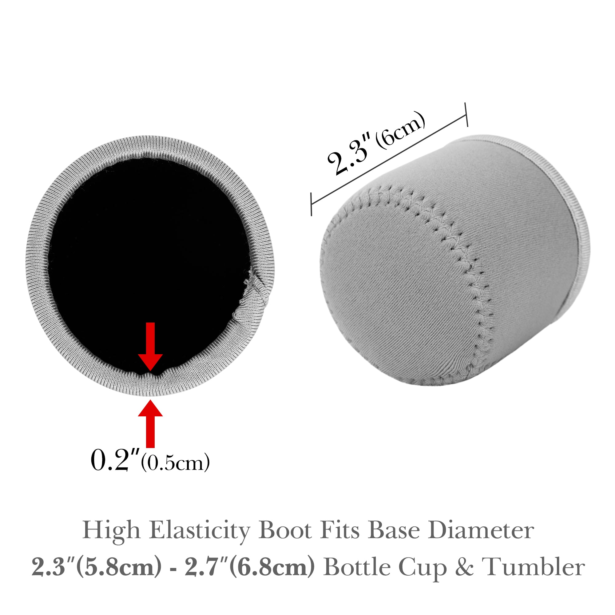 Linkidea 2 Pack Neoprene Water Bottle Boot Compatible with Thermos FUNTAINER Steel/Tritan 12oz/16oz, Ion8 Sport 12oz, JARLSON, Universal 2.3" - 2.7" Bottle Bottom Bumper Protector (Grey)