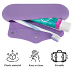 Linkidea Manual Toothbrush Toothpaste Travel Case, Silicone Brush Bag with Magnetic Snap, Protective Storage Compatible with Colgate ExtraClean, Oral-B CrossAction (Purple)