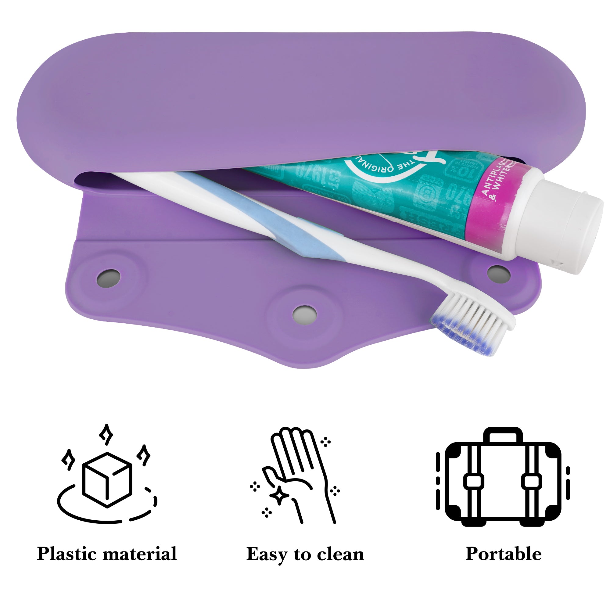 Linkidea Manual Toothbrush Toothpaste Travel Case, Silicone Brush Bag with Magnetic Snap, Protective Storage Compatible with Colgate ExtraClean, Oral-B CrossAction (Purple)