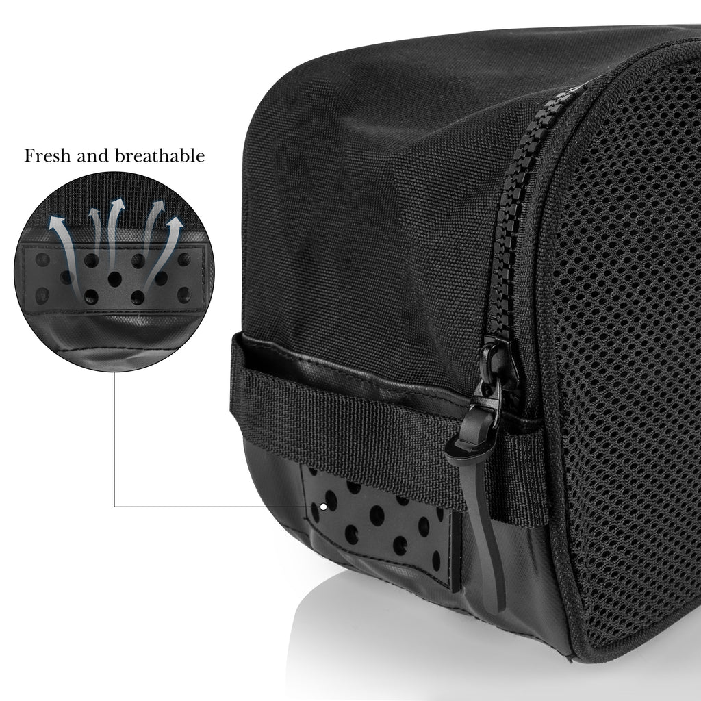 Linkidea Soccer Shoe Bag, Portable Cleats Storage Bag, Athletic Shoe Bag Fit Up to US Men Size 13, Compact Boots Duffle Bag with Breathable Mesh (Black)
