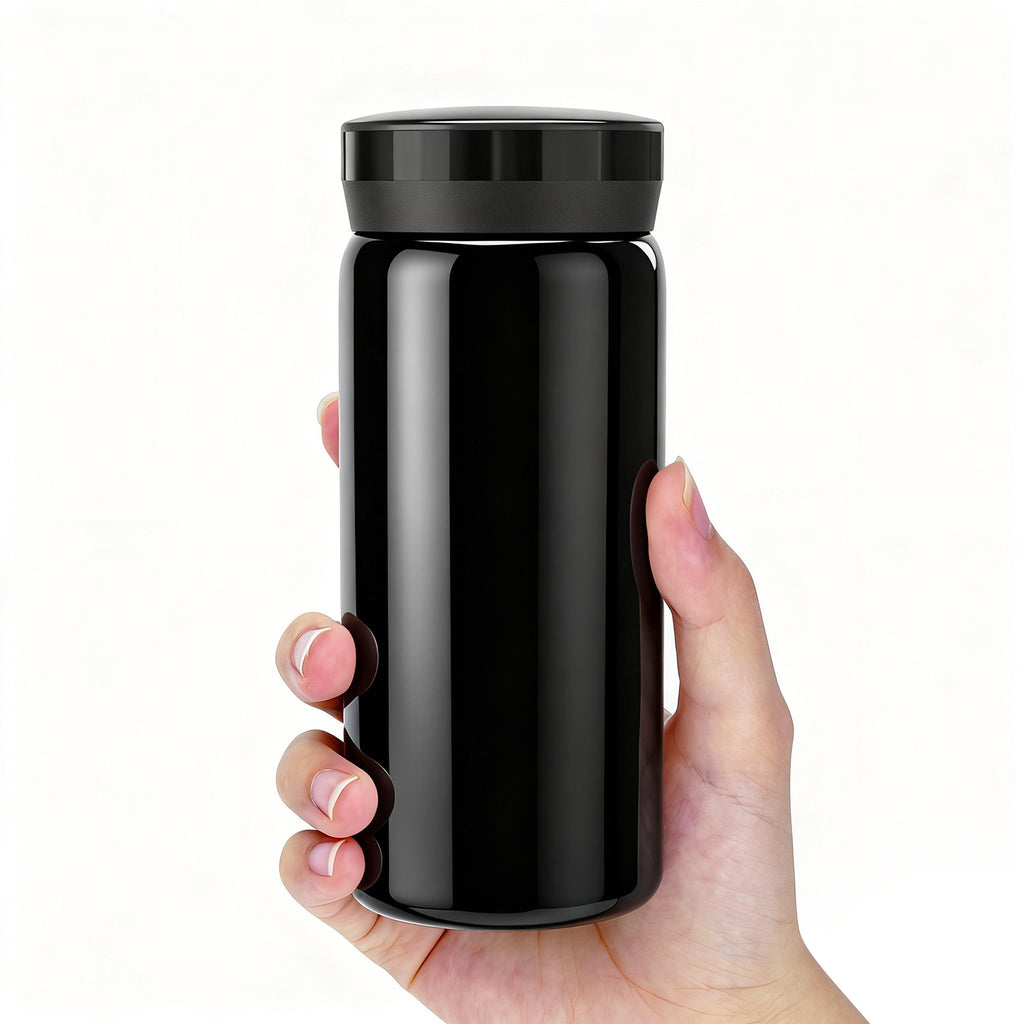 Linkidea 7oz (200ml) Mini Water Bottle, Vacuum Insulated Stainless Steel Bottle for Hot & Cold Drinks, Spill-Proof Small Bottle Fit Handbag, Purse and Pocket (Black)