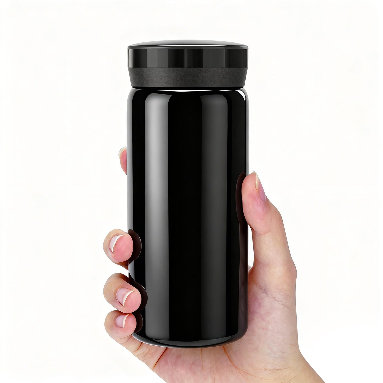 Linkidea 7oz (200ml) Mini Water Bottle, Vacuum Insulated Stainless Steel Bottle for Hot & Cold Drinks, Spill-Proof Small Bottle Fit Handbag, Purse and Pocket (Black)