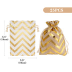 Linkidea 12 PCS Burlap Gift Drawstring Bags, 5.5'' x 3.9'' Striped Linen Pouch for Party Favors, Candy, Jewelry, Rustic Wedding Decoration(Striped Pattern)