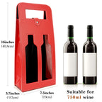 Linkidea Luxury Wine Gift Bag 2 Bottles, Leather Tote Carrier with Handle for Gifting/Business/Festive Occasions (Red)