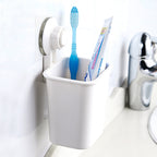 Linkidea Suction Cup Toothbrush Holder with Adhesive Paster, Wall Mounted Electric Toothbrush Holder for Bathroom, Toothpaste and Razors Stand Shower Organizer for RV (White)