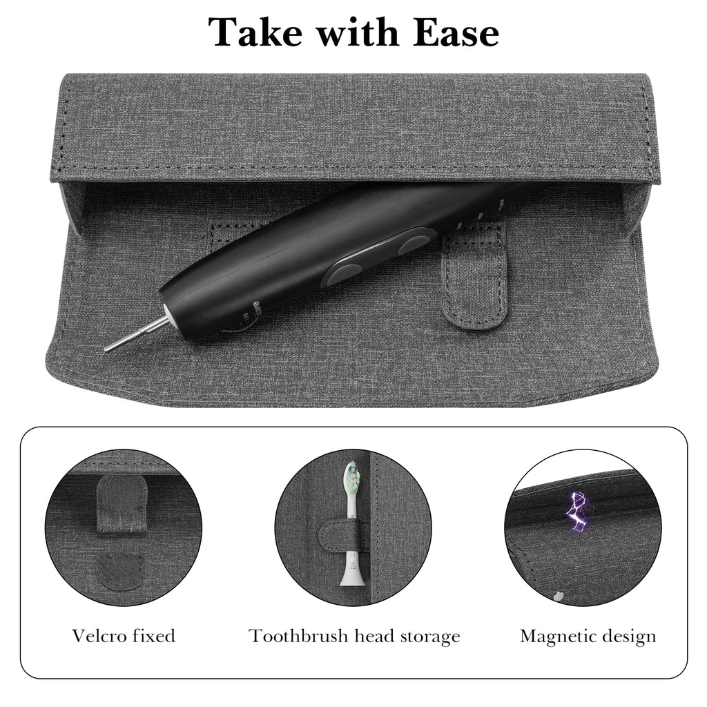 Linkidea Electric Toothbrush Travel Case with Magnetic Clasp, Hard Shell Electronic Tooth Brush Carrying Bag, Protective Storage Box Compatible with Oral-B iO Series, Philip Sonicare (Grey)