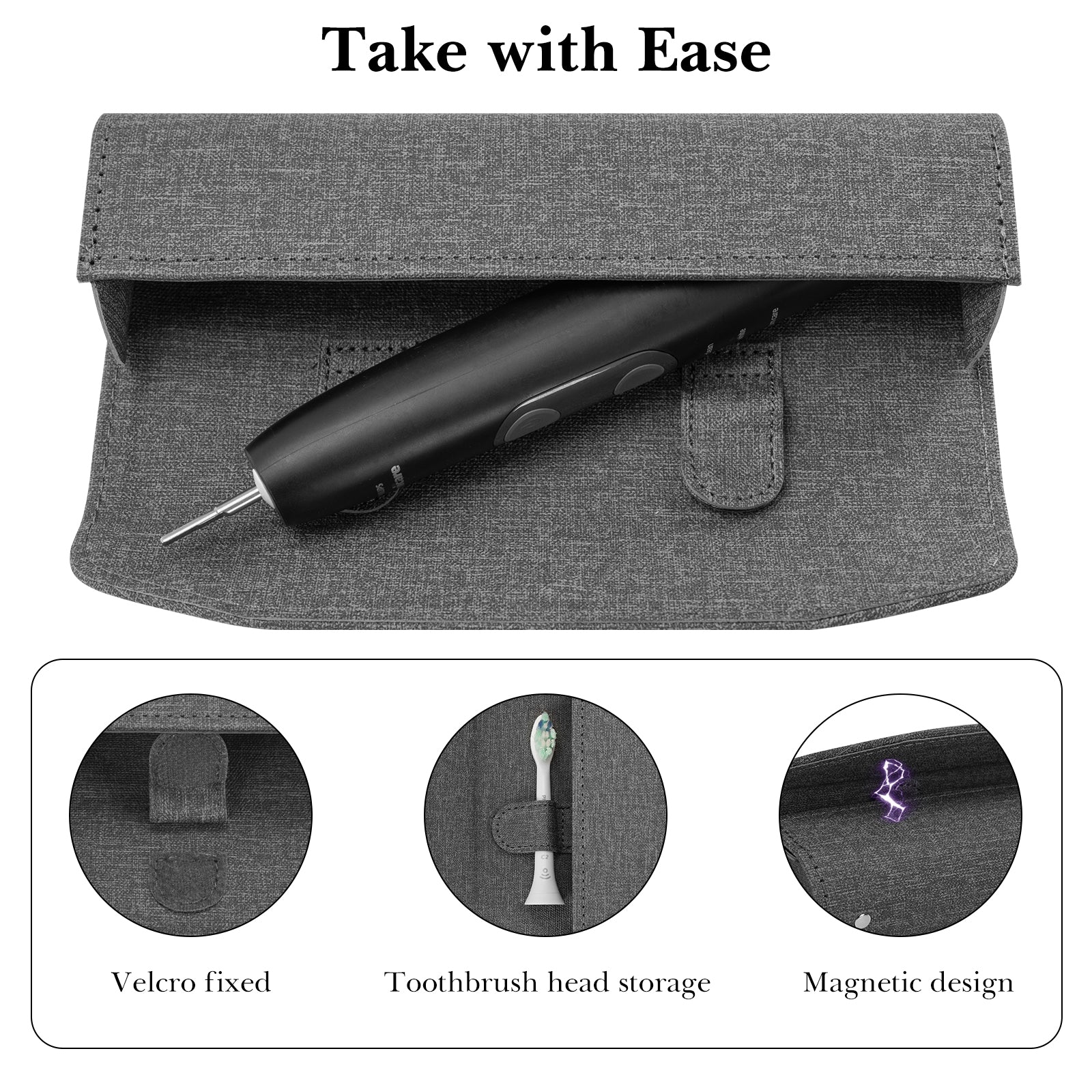 Linkidea Electric Toothbrush Travel Case with Magnetic Clasp, Hard Shell Electronic Tooth Brush Carrying Bag, Protective Storage Box Compatible with Oral-B iO Series, Philip Sonicare (Grey)