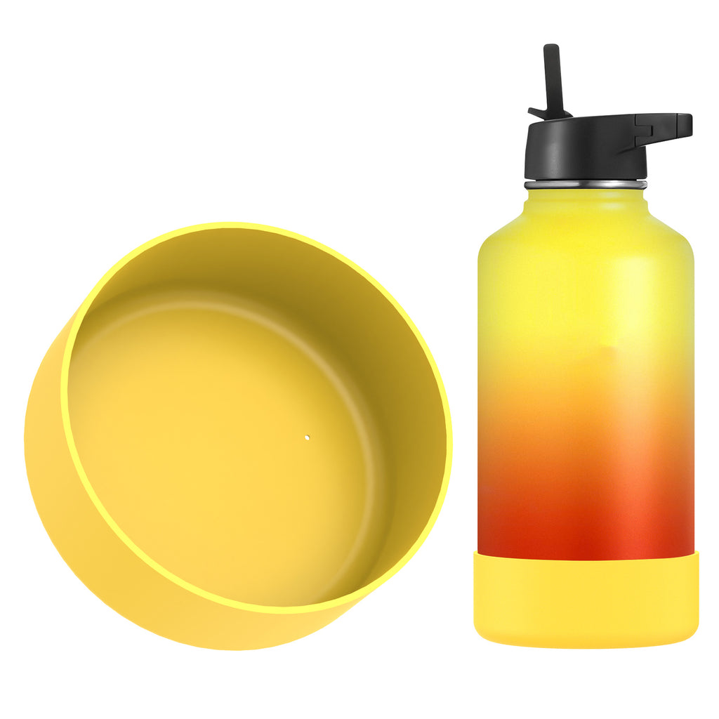 Linkidea Water Bottle Boot Compatible with IRON °FLASK Wide Mouth 64oz Waterbottles, Silicone Bottle Bottom Sleeve Cover Protector, Water Bottle Bumper (Yellow)