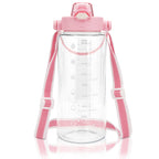 Linkidea 55oz Tritan Water Bottle with Strap & Handle, Reusable Sports Waterbottle with Time Marker, Portable Large Waterbottle for Gym Fitness Outdoor