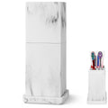 Linkidea Countertop Manual Toothbrush Holder with Lid, 3 Slots Brush and Toothpaste Stand for Bathroom, Dustproof Resin Organizer Compatible with Oral-B, Colgate, Reach Toothbrush (White)