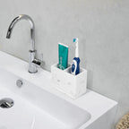 Linkidea Countertop Toothbrush Holder for Bathroom, Resin Brush Stand for Electric Toothbrush and Toothpaste, Organizer Compatible with Oral-B iO Series, Philips Sonicare, Aquasonic(White)