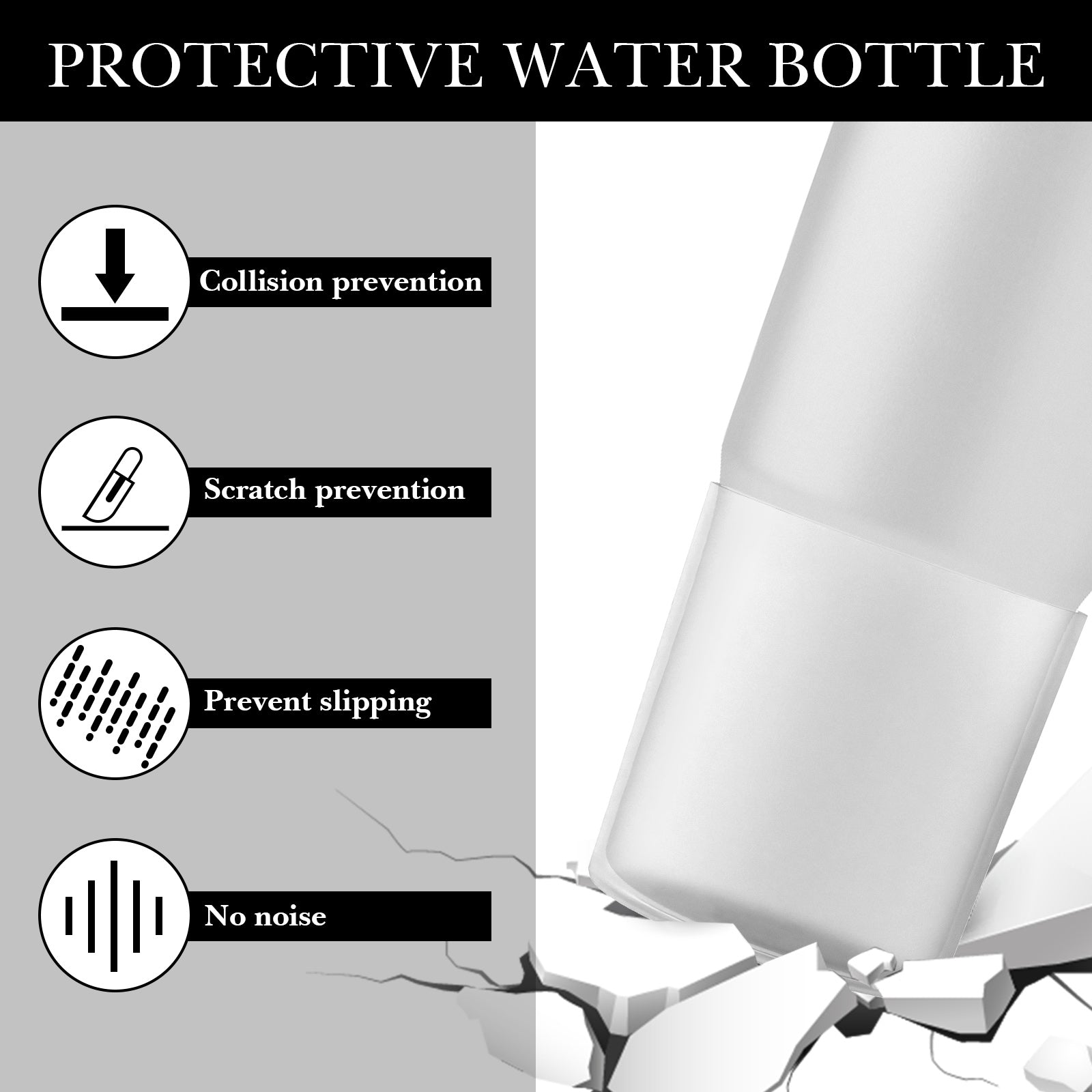 Linkidea 2 Pack Water Bottle Boot Compatible with Owala Travel Tumbler 24oz/40oz, Silicone Anti-Slip Waterbottle Bottom Sleeve Cover Protector (Clear White)