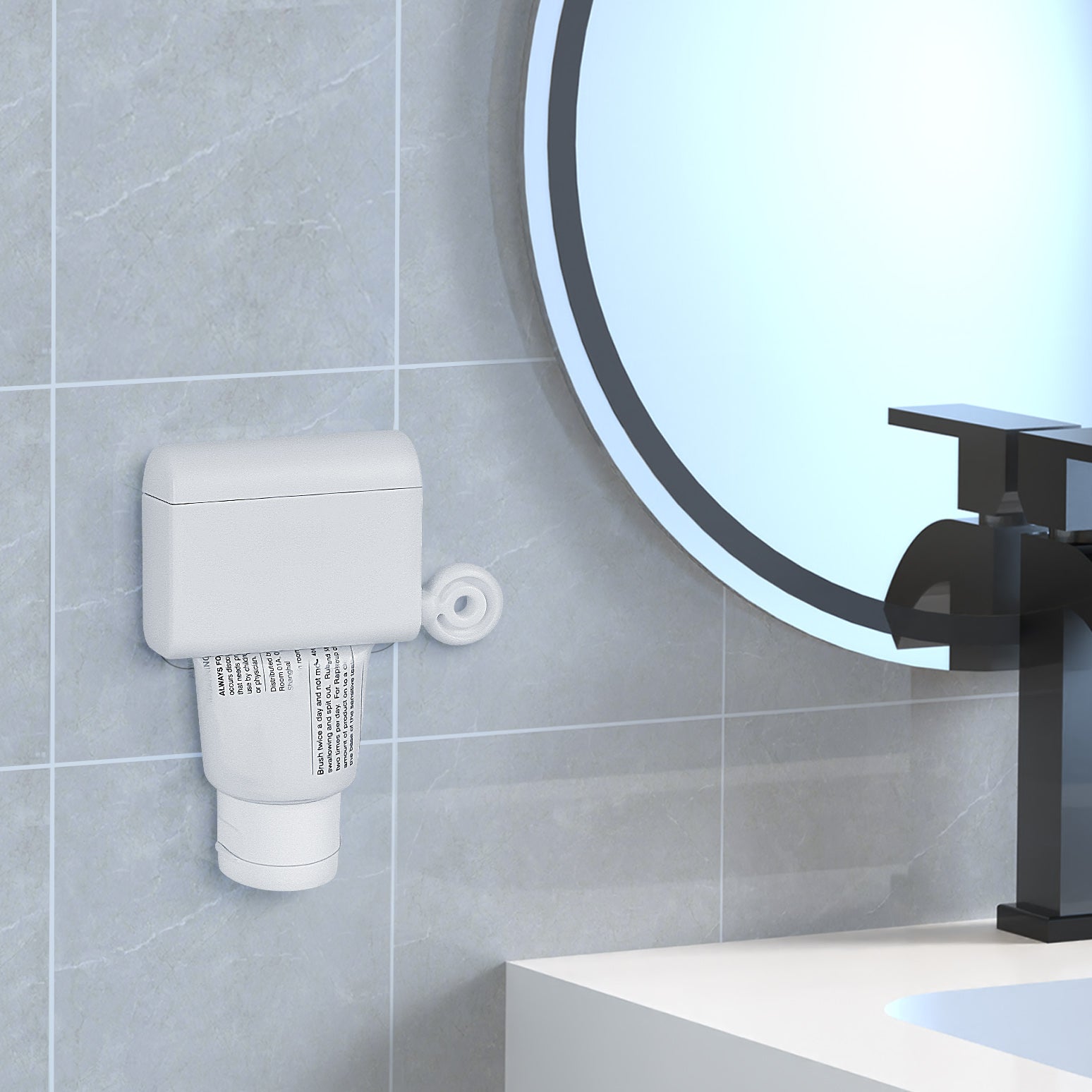 Linkidea 2 Pack Wall Mounted Manual Toothpaste Tube Squeezers, Rotatable Squeeze Toothpaste Dispenser, Punch Free Toothpaste Tube Seat Holder (White)