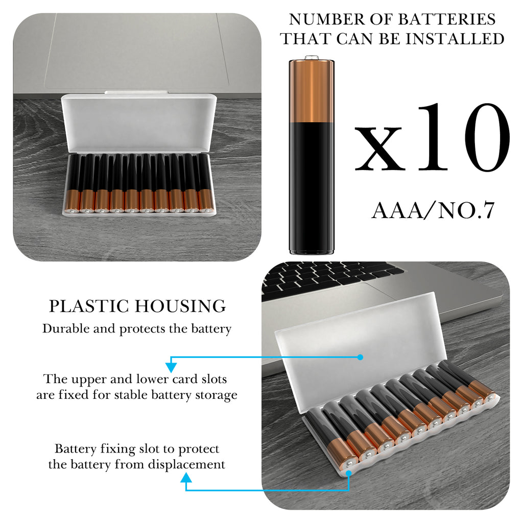 Linkidea 4 Pack Waterproof AAA Battery Organizer Cases, Compact Portable Storage Box Holds 10 Batteries Each for Home, Travel (Clear)