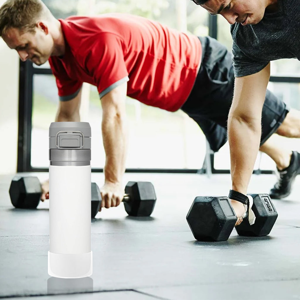Linkidea 2 Pack Water Bottle Boot Compatible with Stanley Quick Flip GO 24oz, IceFlow Fast Flow 16oz, Silicone Water Bottle Bottom Bumper Protector (Clear White)
