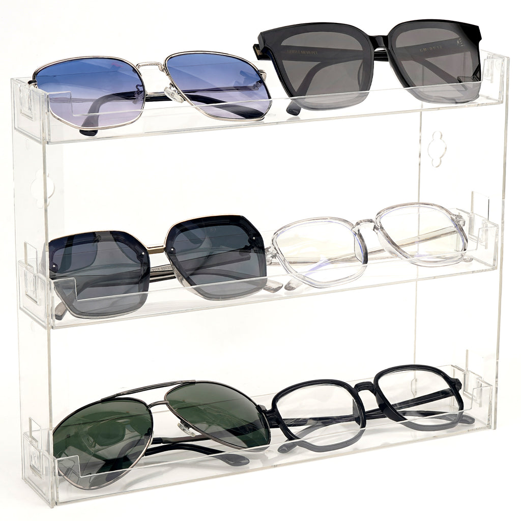 Extra Large Sunglasses Organizer Storage, Wall Mount 3-Layer Splicing Spectacle Holder, Eyewear Display Rack Compatible with Persol PO3352S/PO3328S RayBan RBS0101S/RB8097/RB8089