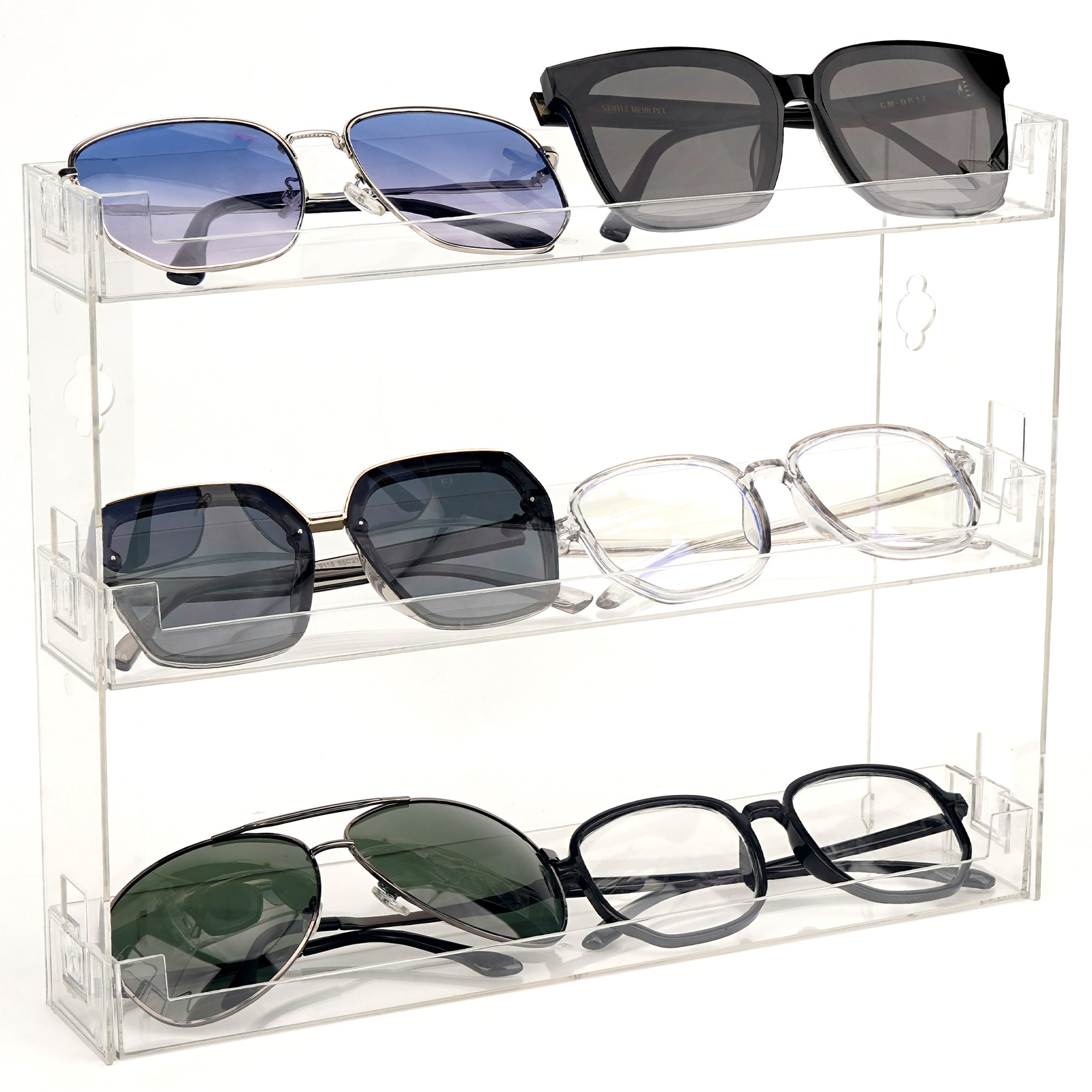 Extra Large Sunglasses Organizer Storage, Wall Mount 3-Layer Splicing Spectacle Holder, Eyewear Display Rack Compatible with Persol PO3352S/PO3328S RayBan RBS0101S/RB8097/RB8089