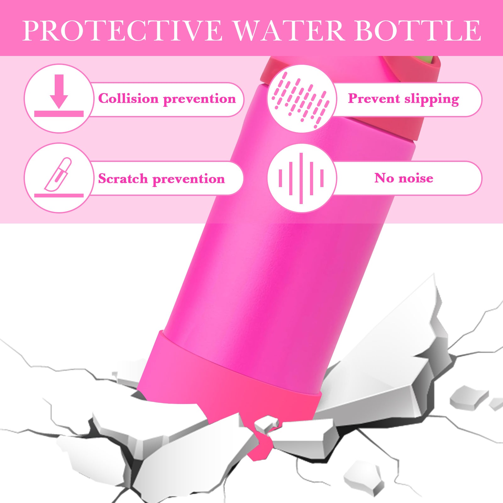 Linkidea 2 Pack Water Bottle Boot Compatible with Owala FreeSip 16oz, FreeSip Tritan 25oz, Silicone Anti-Slip Bottle Bottom Bumper Protector (Pink)