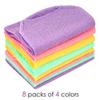 Linkidea 8 Pack Stretchable Pull Strap Exfoliating Towel Bulk Pack, Wholesale Multi-Pack Exfoliating Back Scrubber with Handles, Scrub Bath Washcloths, Deep Cleans Skin for Body Shower