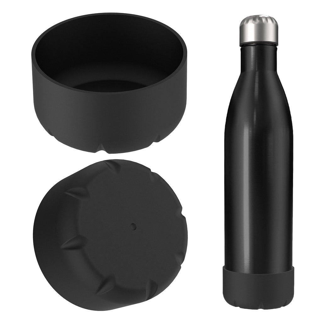 Linkidea 2 Pack Water Bottle Boot Compatible with 25oz ORIGINAL, BJPKPK, Konokyo 25oz Cola Shaped Bottles, Silicone Bottle Boot Bottom Sleeve Cover Protector, Bottle Bumper (Black)
