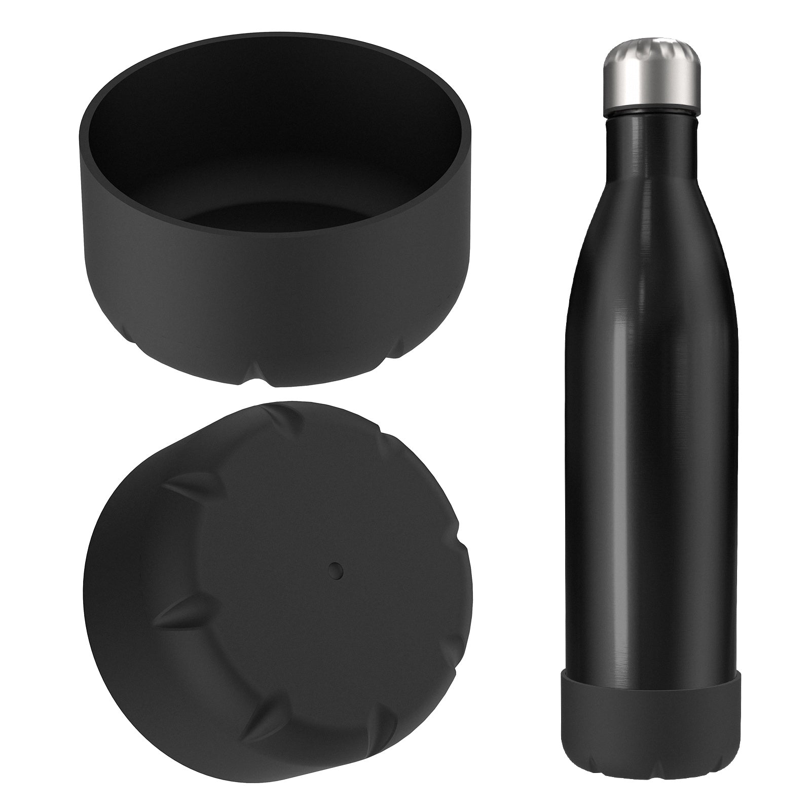 Linkidea 2 Pack Water Bottle Boot Compatible with 25oz ORIGINAL, BJPKPK, Konokyo 25oz Cola Shaped Bottles, Silicone Bottle Boot Bottom Sleeve Cover Protector, Bottle Bumper (Black)