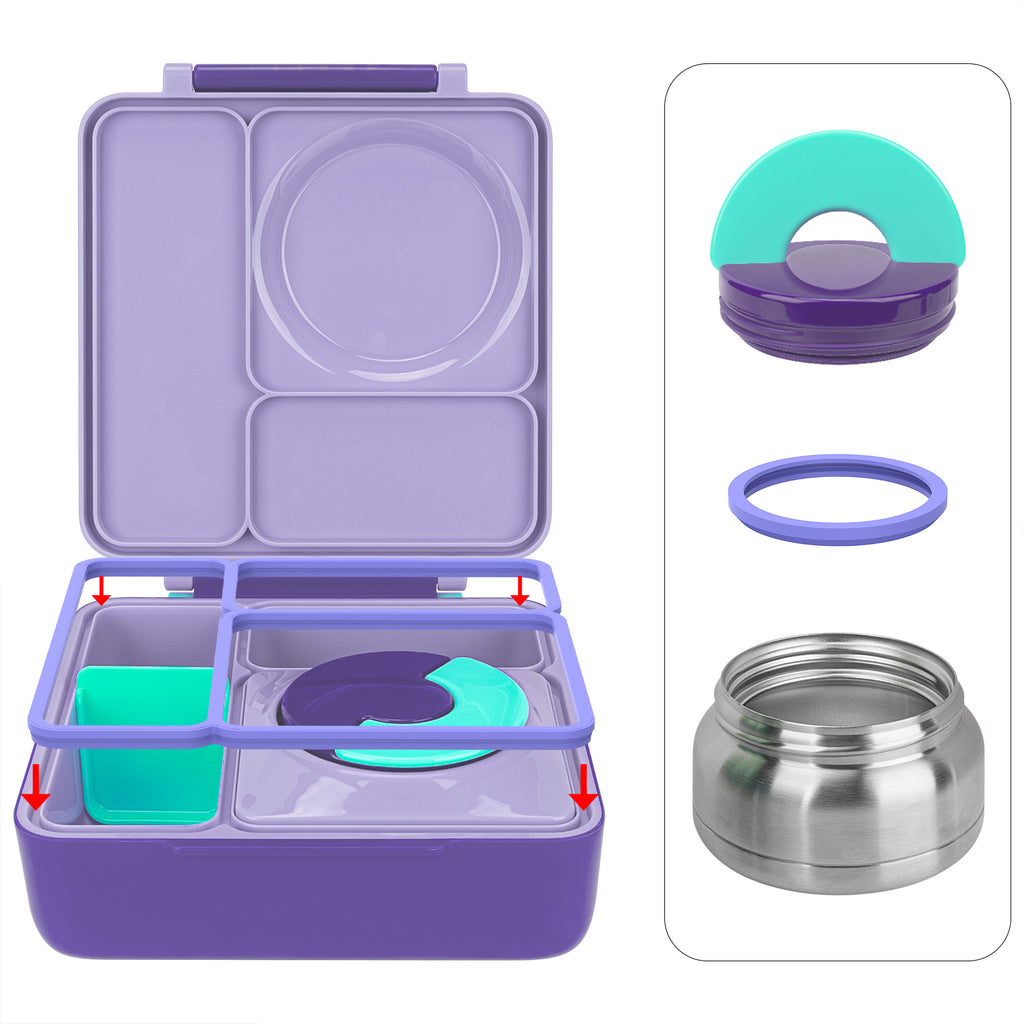 Linkidea 4 Pcs Silicone Seal Replacement, Exact Fit Lid Seal Gasket Compatible with OmieBox, Leakproof Food Safe Parts & Accessories for Bento Box (Purple)