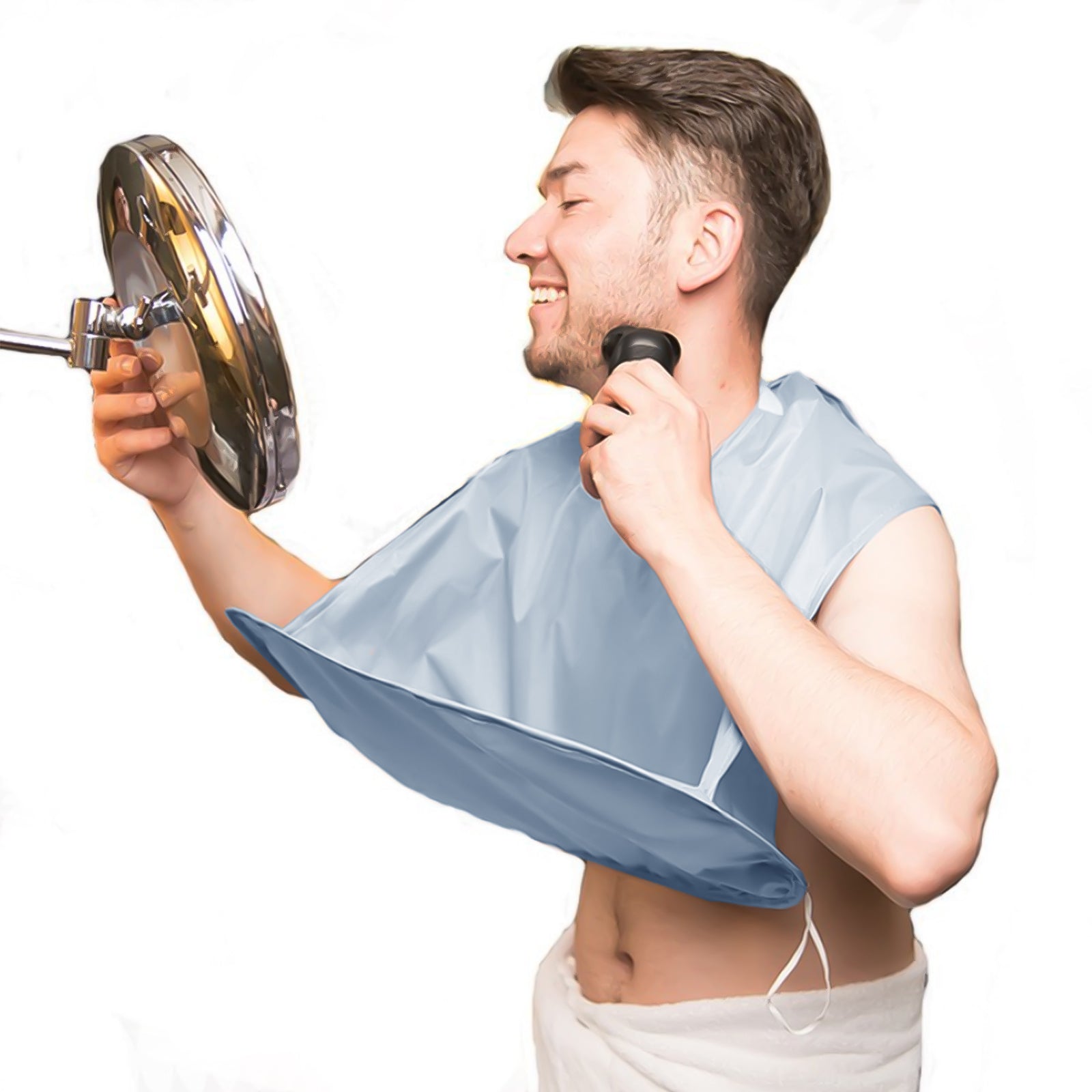Linkidea Foldable Beard Trimming Cape, Non-Stick Shaving Bib for Men, Barber-Grade Grooming Cloak Hair Catcher, Travel & Bathroom Essentials, Dad Gifts (Grey)