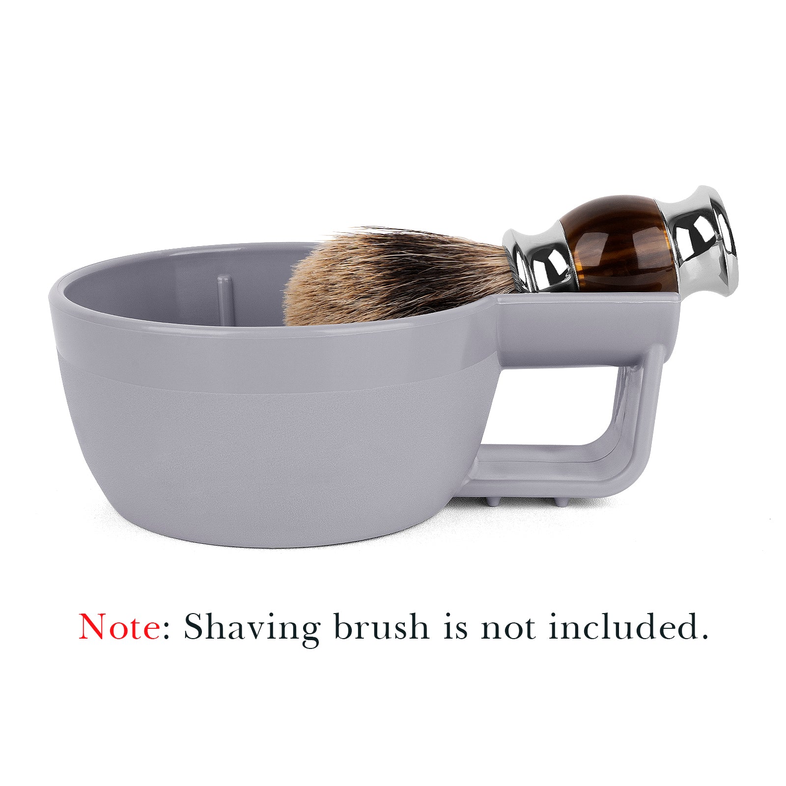 Linkidea Plastic Shaving Soap Bowl with Non-slip Handle, Wide Mouth, Large Capacity, Easier to Lather Ridges, Wet Razor Shave Cream Bowl for Men (Grey)