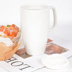 Linkidea Ceramic Coffee Mug with Slide Lid, 20oz Extra Large Travel Coffee Cup with Handle, Reusable Tall Coffee Mugs Large Capacity Drinking Teacups, Microwave and Dishwasher Safe