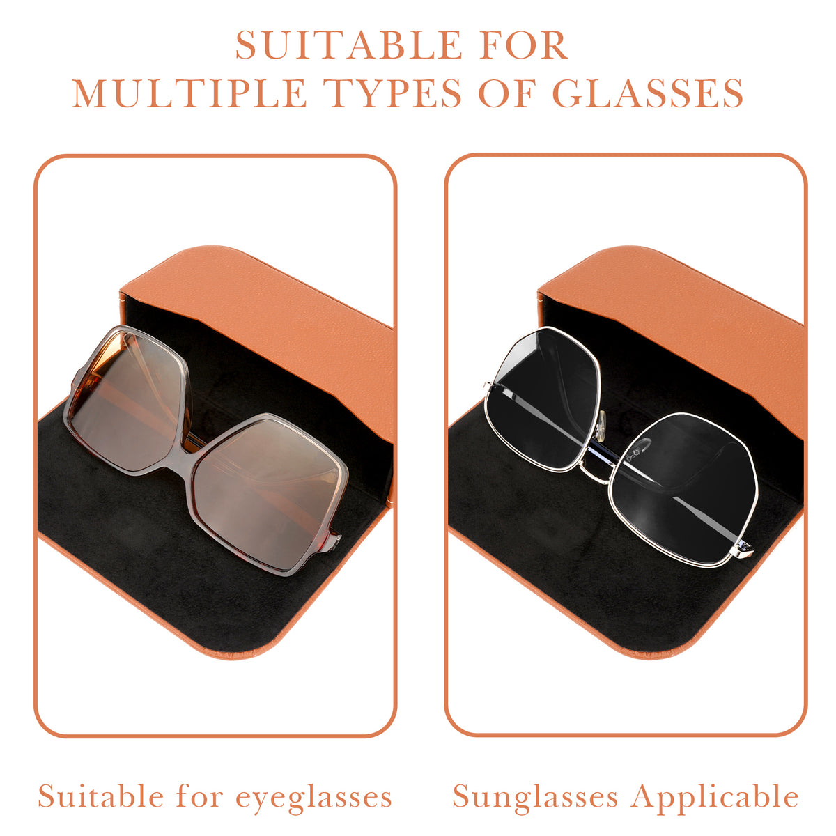 Linkidea Oversized Sunglasses Case, Large Frame Glasses Case for Sunglass, Eyeglasses Travel Bag Compatible with Rayban Aviator Reverse/New Wayfarer/Various Brand Models (Brown)