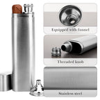 Linkidea 2 Oz Hip Flask Cigar Holder with Funnel, Single Tube Stainless Steel Cigar Tube, Alcohol Container Carrying Storage Case for Travel (Silver)