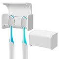 Linkidea 2 Pack Wall Mounted Toothbrush Holder with Cover for Shower, RV, Camper, Bathroom, Self Adhesive 2 Slots Travel Toothbrush Storage Hanger