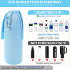 Linkidea 2 Pack Disposable Water Bottle Sleeve Compatible with Smartwater 16.9/20 Fl Oz, Evian 16.9 Fl Oz, Insulated Neoprene Bottled Water Cover Holder with Lockable Zipper, Light Blue