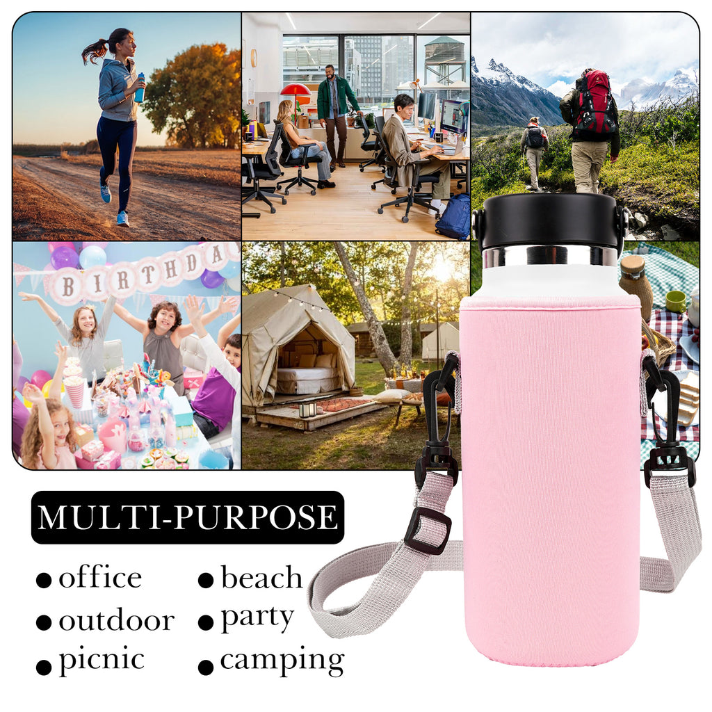 Linkidea Water Bottle Carrier with Strap Compatible with Simple Modern Summit Collection 32oz, Hydro Flask Wide Mouth, Waterbottle Sling Bag Holder with Shoulder Strap (Pink)