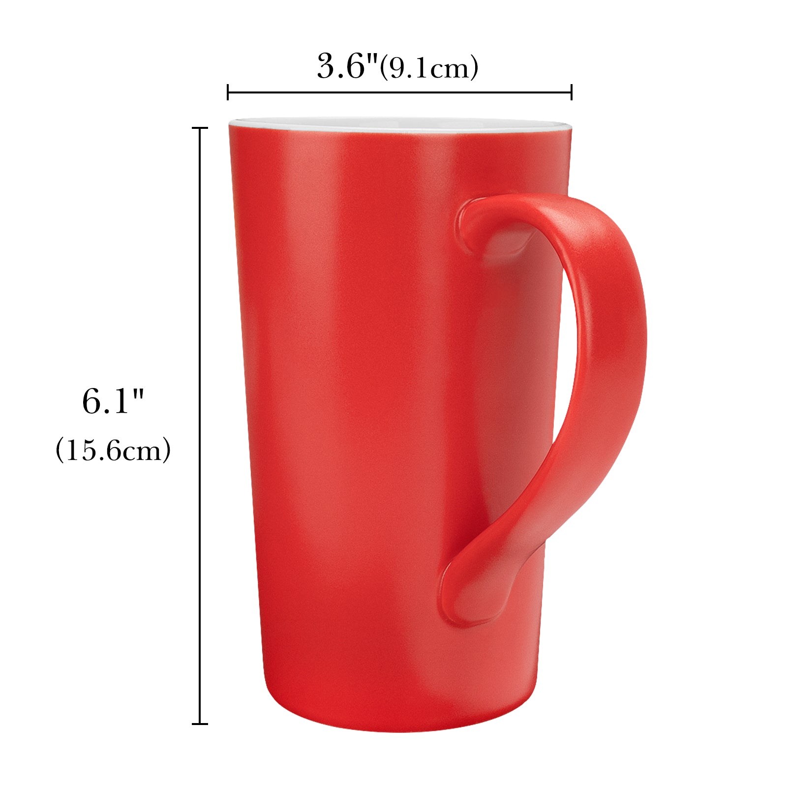 Linkidea 20oz Extra Large Tea and Coffee Mugs, Set of 2 Ceramic Tall Coffee Mugs with Handles, Teacups Large Capacity Cup for Latte, Beer, Hot Cocoa, Microwave and Dishwasher Safe, Red