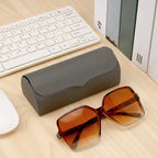 Extra Large Hard Shell Sunglasses Case, Vegan Leather Sun Glasses Storage Organizer Compatible with Rayban RBS0101S/RB8097/RB8089 (XL / Grey)