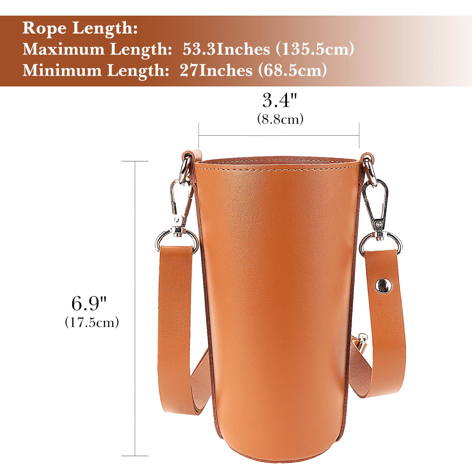 Linkidea Vegan Leather Tumbler Carrier Bag Compatible with IRON FLASK Classic Tumbler 24oz, Simple Modern Classic Collection Tumbler 20oz/24oz, Water Bottles Sling Holder with Strap, Brown