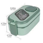 Linkidea 2 Pack Salad Container for Lunch, Reusable Food Container with 2 Layers 3 Compartments and Flatware, Food Box with Leak-Proof Cover Fits to Microwave/Dishwasher/Freezer Safe (Green)