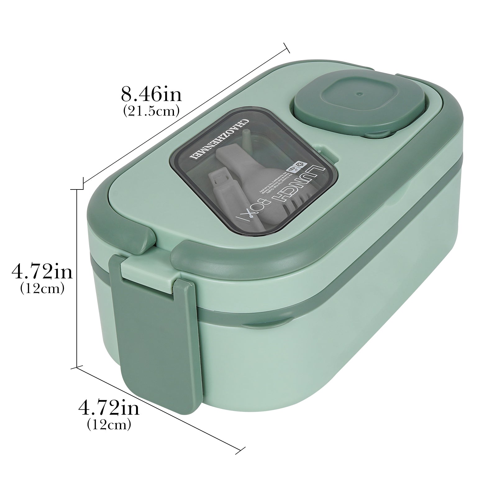 Linkidea 2 Pack Salad Container for Lunch, Reusable Food Container with 2 Layers 3 Compartments and Flatware, Food Box with Leak-Proof Cover Fits to Microwave/Dishwasher/Freezer Safe (Green)